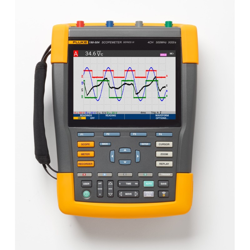 1 pcs - Fluke 190-504-III ScopeMeter III Series Digital Portable Oscilloscope, 4 Analogue Channels, 500MHz - RS Calibrated