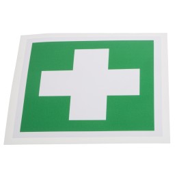 1 pcs - RS PRO Vinyl Green/White First Aid Label, H100 mm W100mm