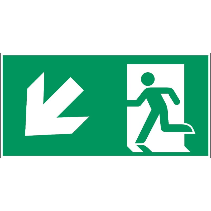 1 pcs - Polyester Emergency Exit Left, None, With Pictogram Only, Exit Sign