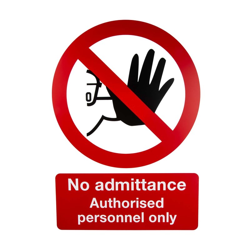 1 pcs - PP Rigid Plastic No Unauthorised Access Prohibition Sign, No Admittance-Sign, English