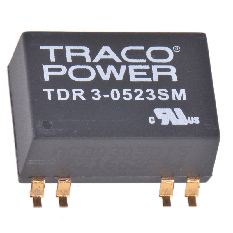 5 pcs - TRACOPOWER TDR 3SM DC-DC Converter, ±15V dc/ ±100mA Output, 4.5 - 9 V dc Input, 3W, Surface Mount, +85°C Max