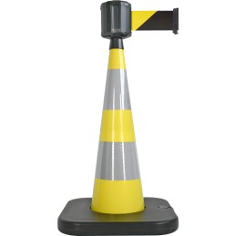 1 pcs - RS PRO Weighted Grey, Yellow 1.10 m PVC Safety Cone With Strap Reel