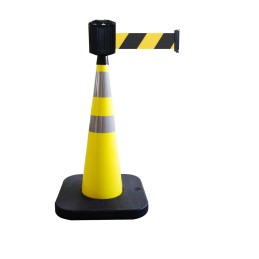 1 pcs - RS PRO Weighted Grey, Yellow 1.10 m PVC Safety Cone With Strap Reel