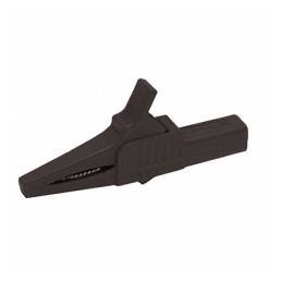 1 pcs - Mueller Electric Crocodile Clip 4 mm Connection, Nickel-Plated Steel Contact, 10A, Black