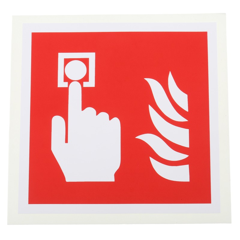 1 pcs - Vinyl Fire Safety Sign, With Pictogram Only Text Self-Adhesive