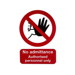 1 pcs - PP Rigid Plastic No Unauthorised Access Prohibition Sign, No Admittance-Sign, English