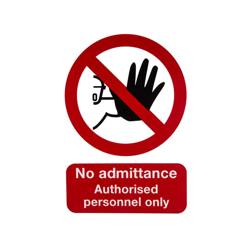 1 pcs - PP Rigid Plastic No Unauthorised Access Prohibition Sign, No Admittance-Sign, English