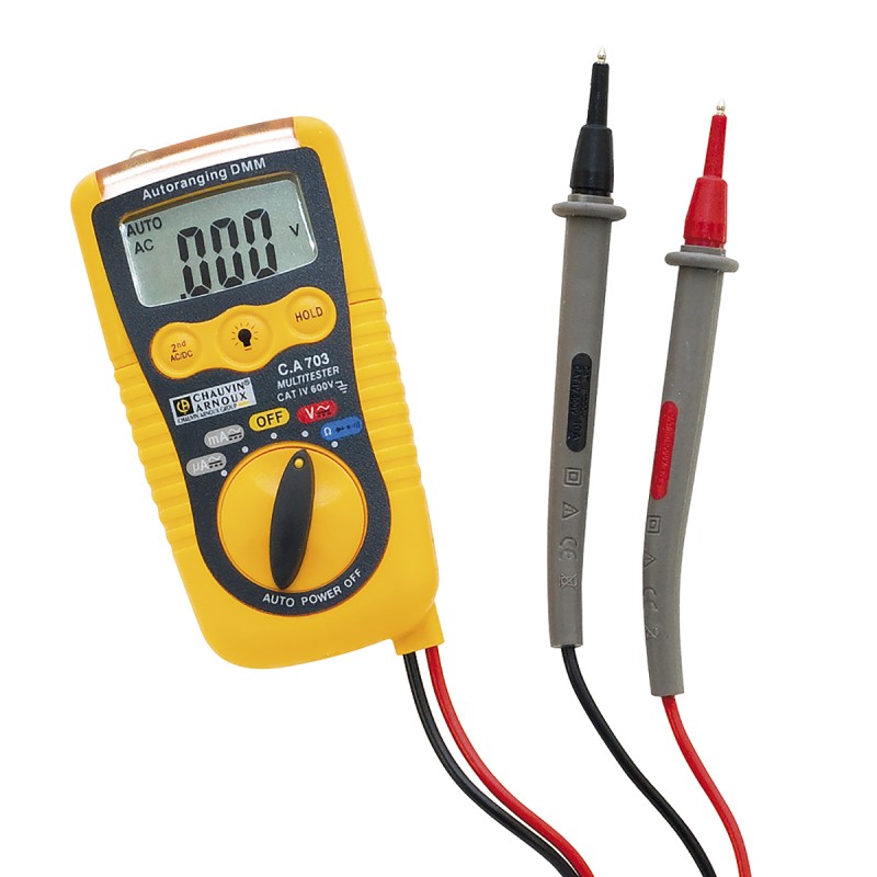 1 pcs - Chauvin Arnoux CA 703 Handheld Digital Multimeter, 200mA ac Max, 200mA dc Max, 600V ac Max - UKAS Calibrated