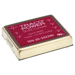 5 pcs - TRACOPOWER TEN 20WI DC-DC Converter, ±12V dc/ ±835mA Output, 9 - 36 V dc Input, 20W, Through Hole, +85°C Max