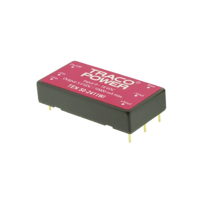 5 pcs - TRACOPOWER TEN 50WI DC-DC Converter, 24V dc/ 2.08A Output, 9 - 36 V dc Input, 50W, Through Hole, +85°C Max Temp