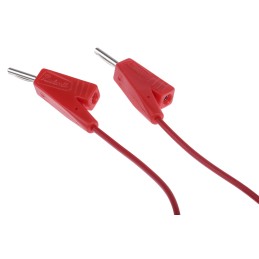 1 pcs - Radiall 2 mm Connector Test Lead, 5A, 250V ac, Red, 200mm Lead Length