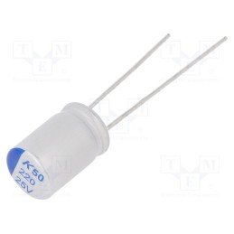 10 pcs x KEMET - A755KS227M1EAAE025 - Capacitor: polymer, low ESR, 220uF, 25VDC, ESR: 25mΩ, THT, ±20%, A755