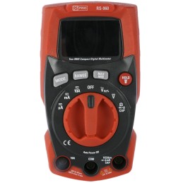 1 pcs - RS PRO RS-960 Handheld Digital Multimeter, True RMS, 10A ac Max, 10A dc Max, 600V ac Max - UKAS Calibrated
