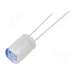 10 pcs x KEMET - A755KS277M1AAAE015 - Capacitor: polymer, low ESR, 270uF, 10VDC, ESR: 15mΩ, A755, THT, ±20%