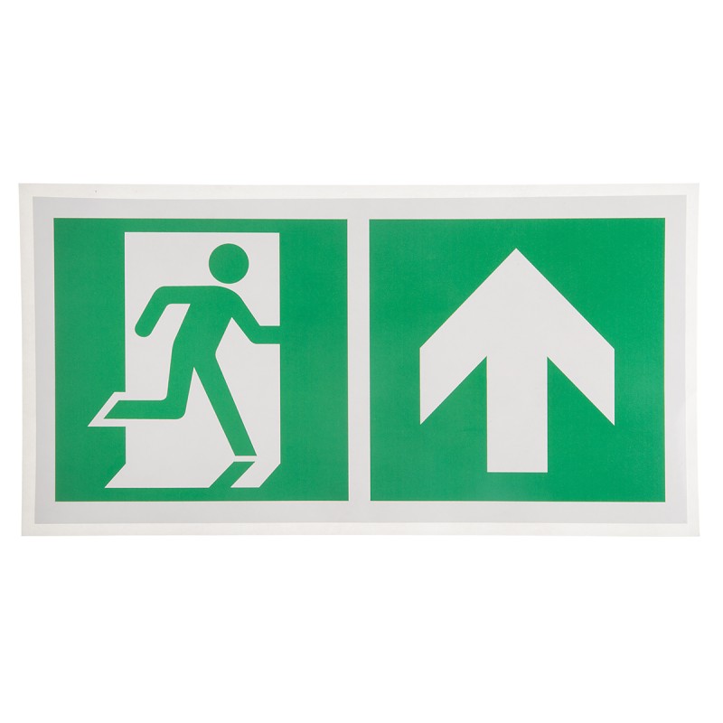 1 pcs - Vinyl Emergency Exit Up With Pictogram Only, Non-Illuminated Emergency Exit Sign