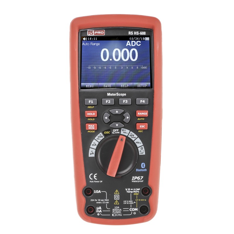 1 pcs - RS PRO HS608 MeterScope Handheld Digital Multimeter, True RMS, 10A ac Max, 10A dc Max, 1000V ac Max - RS Calibrated