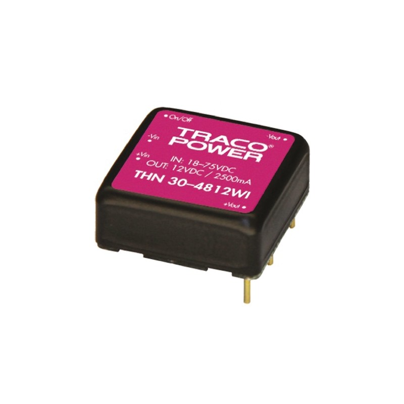 5 pcs - TRACOPOWER THN 30WI DC-DC Converter, 5V dc/ 6A Output, 18 - 75 V dc Input, 30W, Through Hole, +85°C Max Temp