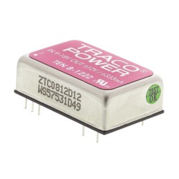 5 pcs - TRACOPOWER TEN 8 DC-DC Converter, ±12V dc/ ±335mA Output, 9 - 18 V dc Input, 8W, Through Hole, +85°C Max Temp