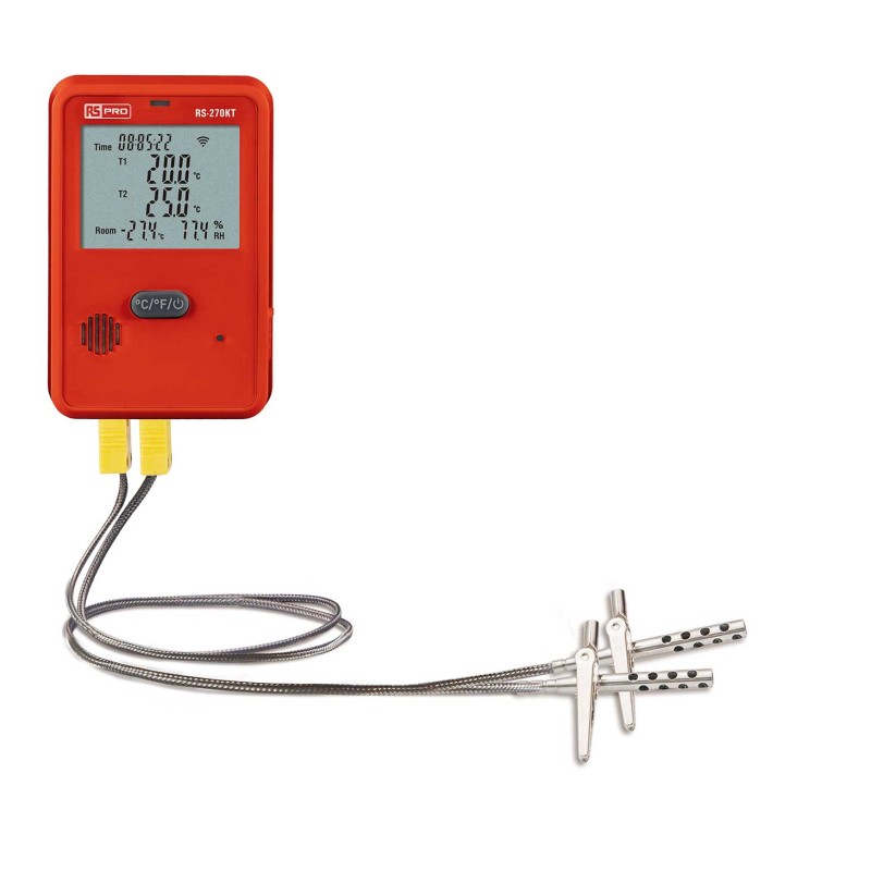1 pcs - RS PRO DT-270KT Recording Digital Thermometer for Food Industry, Medical, Multipurpose Use, K Probe, +70°C Max