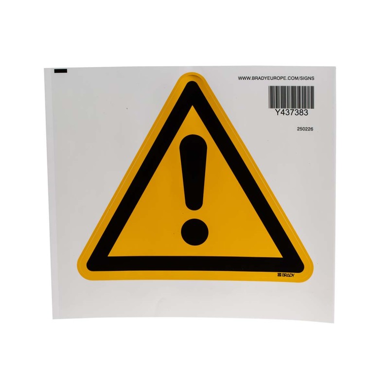 1 pcs - Brady Self-Adhesive General Hazard Hazard Warning Sign