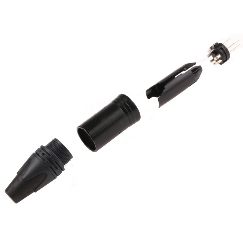 1 pcs - Neutrik Cable Mount XLR Connector, Male, 50 V, 5 Way, Silver over Nickel Plating