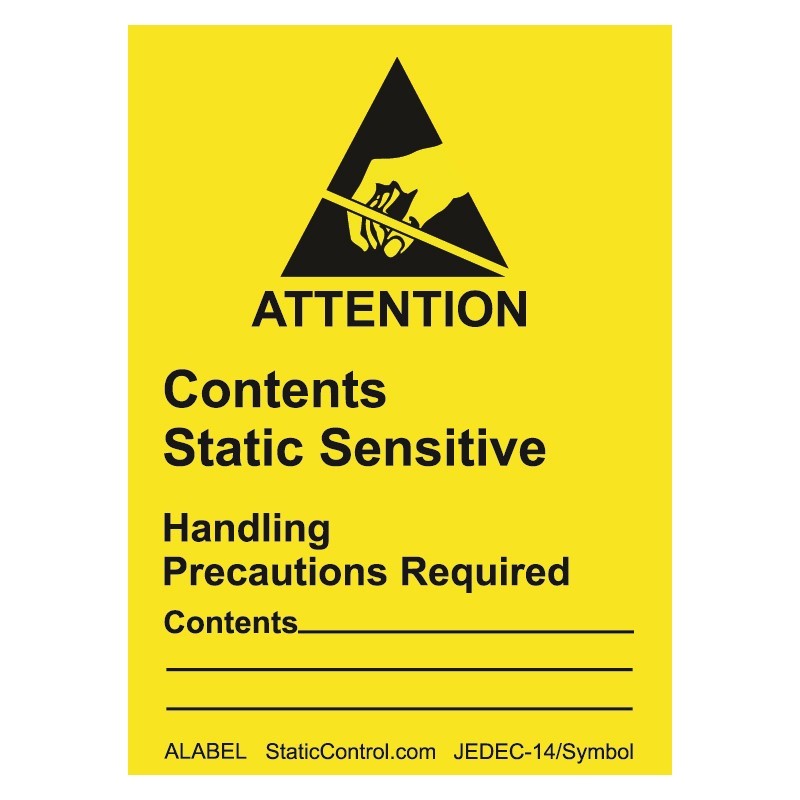 1 pcs - SCS Yellow Safety Labels, Attention-Text 47 mm x 64mm