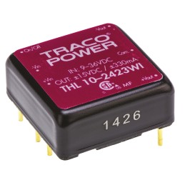 5 pcs - TRACOPOWER THL 10WI DC-DC Converter, ±15V dc/ ±330mA Output, 9 - 36 V dc Input, 10W, Through Hole, +75°C Max
