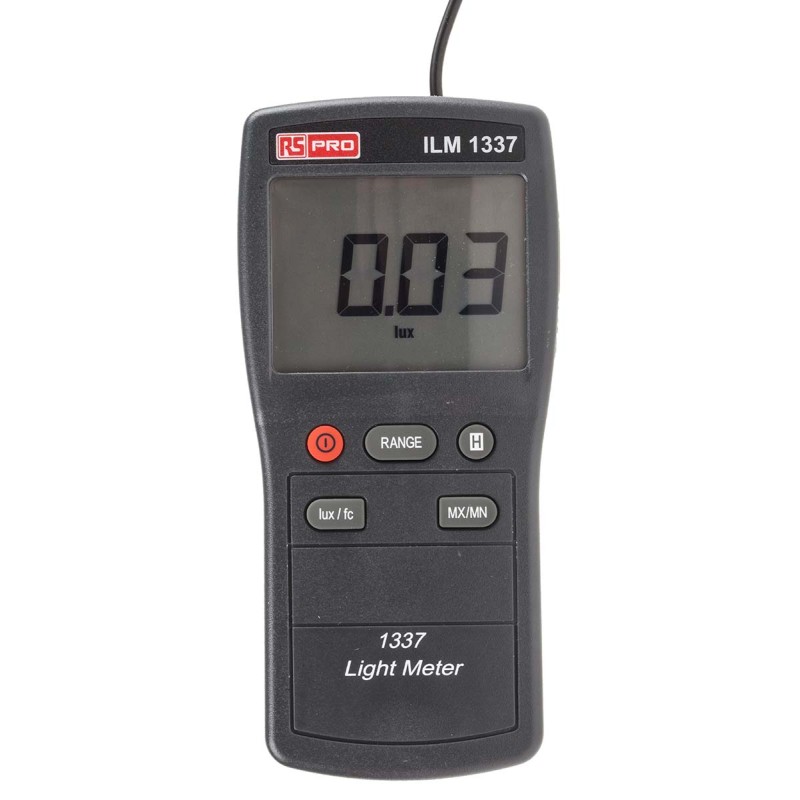 1 pcs - RS PRO ILM 1337 Light Meter, ±3 % ±5 Digits, With RS Calibration