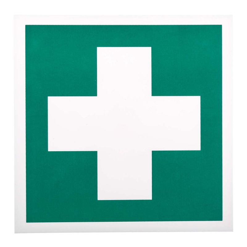 1 pcs - RS PRO Plastic Green/White First Aid Sign, H200 mm W200mm