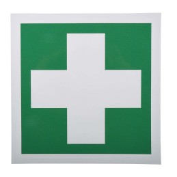 1 pcs - RS PRO Vinyl Green/White First Aid Label, H150 mm W150mm
