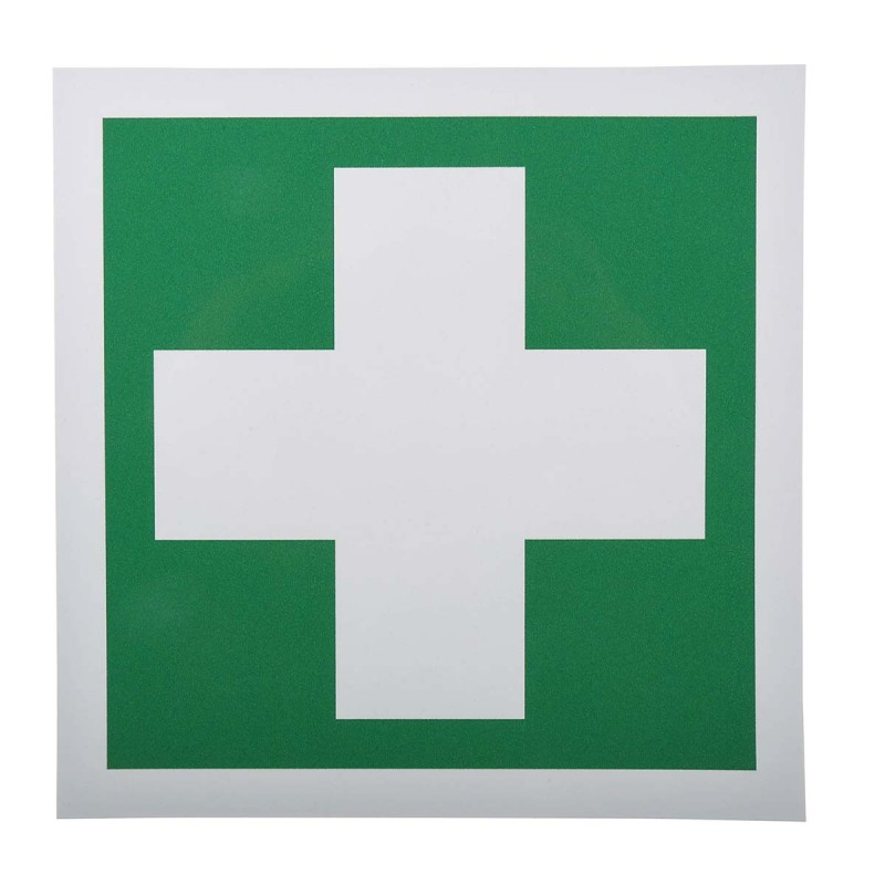 1 pcs - RS PRO Vinyl Green/White First Aid Label, H150 mm W150mm