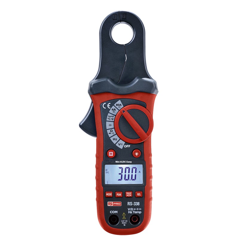 1 pcs - RS PRO Clamp Meter, 80A dc, Max Current 80A ac CAT III 600V With RS Calibration