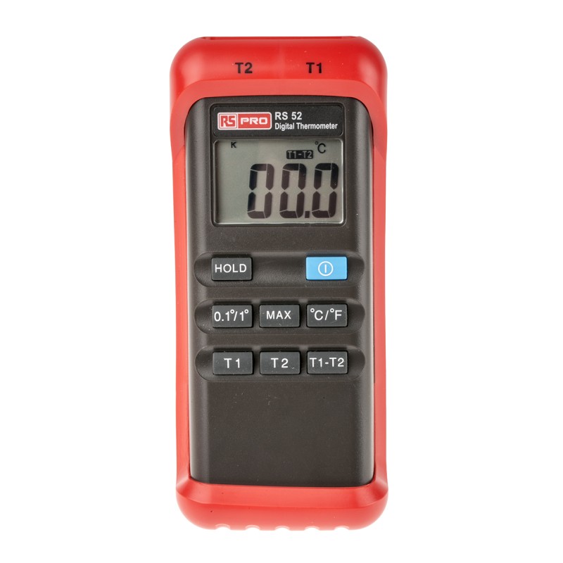 1 pcs - RS PRO Wired Digital Thermometer, K Probe, 2 Input(s), +1300 °C, +1999°F Max, ±0.3 % Accuracy - RS Calibration
