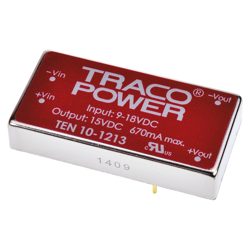 5 pcs - TRACOPOWER TEN 10 DC-DC Converter, 15V dc/ 670mA Output, 9 - 18 V dc Input, 10W, Through Hole, +85°C Max Temp