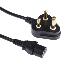 1 pcs - RS PRO IEC C13 Socket to Type M South African Plug Power Cord, 2m