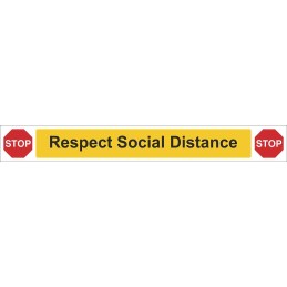 1 pcs - RS PRO Vinyl Mandatory Social Distance Sign With English Text, 800 x 100mm