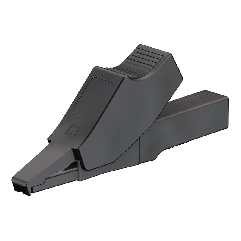 1 pcs - Staubli Crocodile Clip 2 mm Connection, Brass Contact, 10A, Black