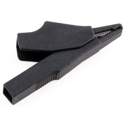 1 pcs - Staubli Crocodile Clip 2 mm Connection, Brass Contact, 10A, Black