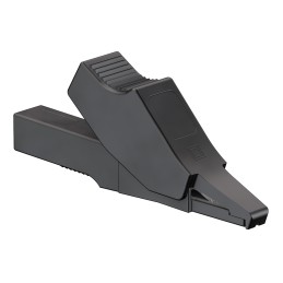 1 pcs - Staubli Crocodile Clip 2 mm Connection, Brass Contact, 10A, Black