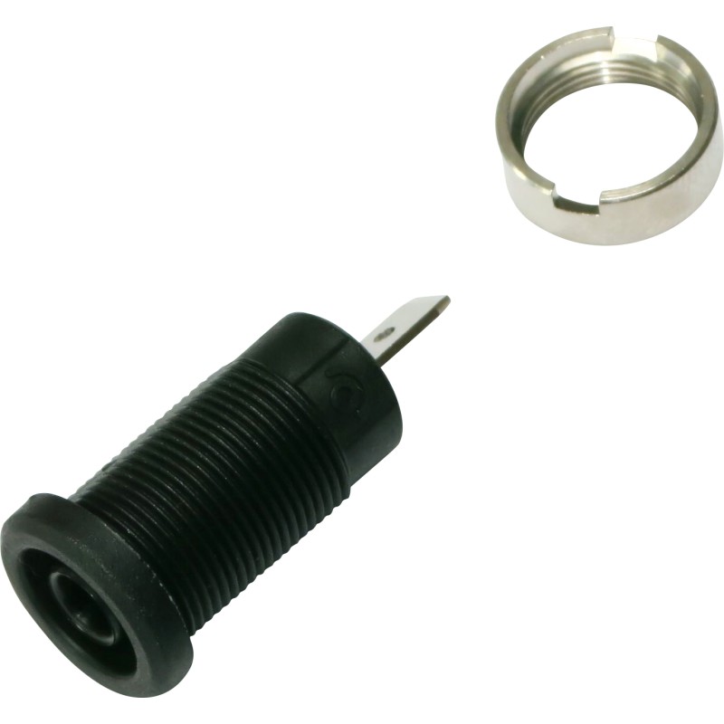 1 pcs - Electro PJP Black Female Banana Socket, Plug In Termination, 36A, 600 - 1000V