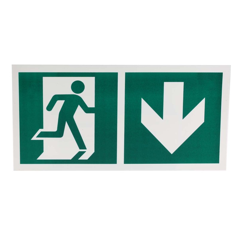 1 pcs - Plastic Emergency Exit Down With Pictogram Only, Non-Illuminated Emergency Exit Sign
