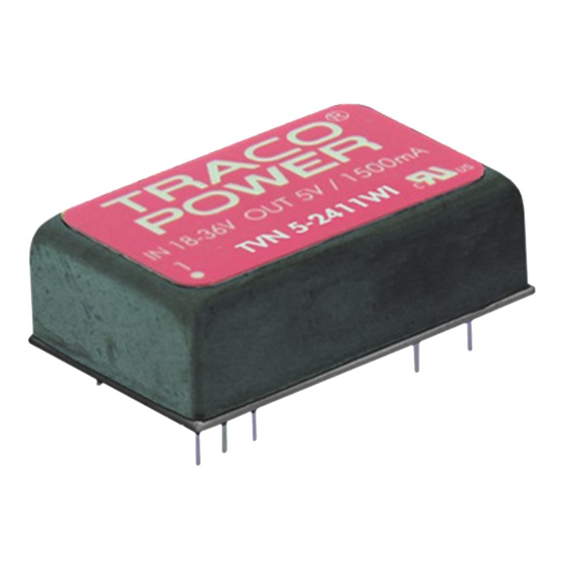 5 pcs - TRACOPOWER TVN 5WI DC-DC Converter, ±24V dc/ ±100mA Output, 9 - 36 V dc Input, 5W, Through Hole, +85°C Max Temp