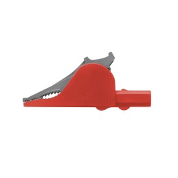 1 pcs - Schutzinger Crocodile Clip 4 mm Connection, Nickel-Plated Steel Contact, 36A, Red