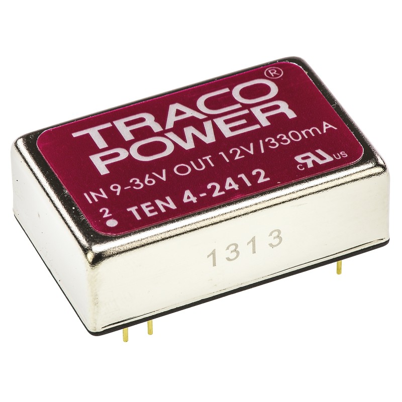 5 pcs - TRACOPOWER TEN 4 DC-DC Converter, 12V dc/ 330mA Output, 9 - 36 V dc Input, 4W, Through Hole, +75°C Max Temp