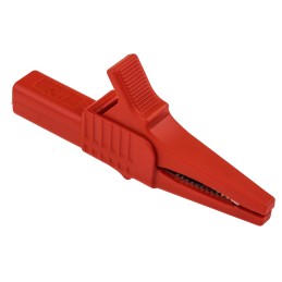 1 pcs - Staubli Crocodile Clip 4 mm Connection, Brass Contact, 32A, Red