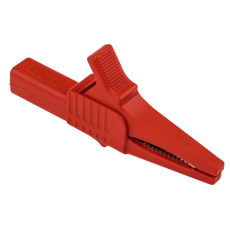 1 pcs - Staubli Crocodile Clip 4 mm Connection, Brass Contact, 32A, Red