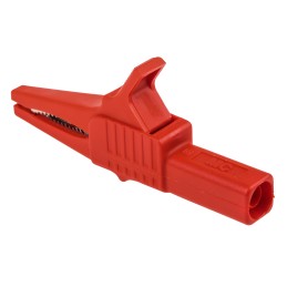 1 pcs - Staubli Crocodile Clip 4 mm Connection, Brass Contact, 32A, Red