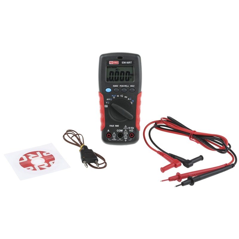 1 pcs - RS PRO IDM66RT Handheld Digital Multimeter, True RMS, 10A ac Max, 10A dc Max, 1000V ac Max