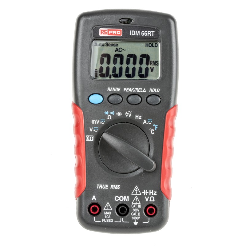 1 pcs - RS PRO IDM66RT Handheld Digital Multimeter, True RMS, 10A ac Max, 10A dc Max, 1000V ac Max - UKAS Calibrated