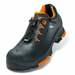 1 Pair - Uvex 2-6502 Unisex Black, Orange Composite Toe Capped Safety Shoes, UK 12, EU 47